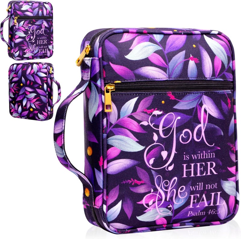 GUEER Bible Cover for Women, Bible Holder, Bible Cover Carrier Carrying Organizer Bag, God is Within Her She Will Not Fall, Zipper and Pockets for Standard Size Bible, Gift for Women(Pink1) - Image 1